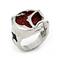 Sterling Silver Red  Stingray Leather Round Signet Ring
