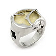 Sterling Silver White Stingray Leather Round Signet Ring