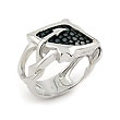 Sterling Silver Hematite Organic Stingray Leather Fish Ring