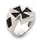 Sterling Silver Mocha Organic Stingray Leather Iron Cross Ring