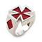 Sterling Silver Red Organic Stingray Leather Iron Cross Ring