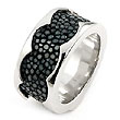 Sterling Silver Hematite Stingray Leather Ring