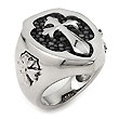 Sterling Silver Hematite Stingray Leather Cross Ring