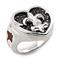 Sterling Silver Mocha Stingray Fleur-De-Lis Heart Ring