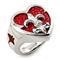 Sterling Silver Red Stingray Fleur-De-Lis Heart Ring