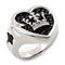 Sterling Silver Hematite Stingray Crown Heart Ring