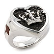 Sterling Silver Mocha Stingray Crown Heart Ring