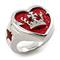 Sterling Silver Red Stingray Crown Heart Ring