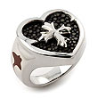 Sterling Silver Mocha Stingray Cross Heart Ring