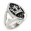 Sterling Silver Hematite Stingray Crown Leather Ring