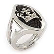 Sterling Silver Mocha Stingray Crown Leather Ring