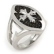 Sterling Silver Mocha Stingray Cross Leather Ring
