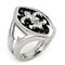 Sterling Silver Hematite Stingray Fleur-De-Lis Leather Ring