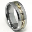 Tungsten Carbide Wedding Band Ring w/ Shakudo Silver Inlay