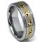 Tungsten Carbide Wedding Band Ring w/ Shakudo 14K Gold Inlay