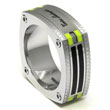 LAMBORGHINI Stainless Steel Ring w/ Green Crystals