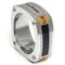 LAMBORGHINI Stainless Steel Carbon Fiber Ring w/ Orange Crystals