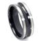 Black Zirconium Concave Silver Inlay Wedding Band Ring