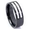 Black Zirconium Silver Inlay Wedding Band Ring