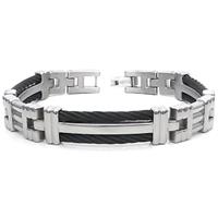 Men's Titanium Long Black Cable Link Bracelet
