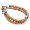 Stainless Steel Braided Leather Toggle Bracelet