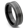 Black Tungsten Carbide Wedding Band Ring w/ Grooves