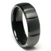 Black Tungsten Carbide 8MM Dome Wedding Band Ring w/ horizontal grooves