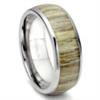 Titanium 8MM Domed Ashen Zebra Rosewood Inlay Wedding Band Ring