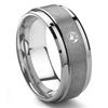 Tungsten Carbide 9MM Diamond Wedding Band ring w/ Stepped edges