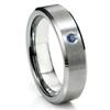 Tungsten Carbide Sapphire Satin Finish Beveled Men's Wedding Ring