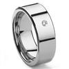 Tungsten Carbide Diamond 10MM Flat Men's Wedding Band Ring