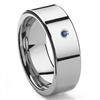 Tungsten Carbide Sapphire 10MM Flat Men's Wedding Band Ring