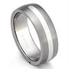 Titanium Silver Inlay Wedding Dome Ring