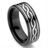 Black Tungsten Carbide Laser Engraved Celtic Ring