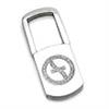 Zoppini Stainless Steel Key Ring w/ Cubic Zirconia Accents