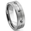 Tungsten Carbide Black Diamond Ribbed Wedding Band Ring