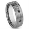 Tungsten Carbide 3 Black Diamond Wedding Band Ring