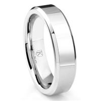 Cobalt XF Chrome 6MM High Polish Beveled Wedding Band Ring