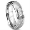 Cobalt XF Chrome 8MM Laser Engraved Paisley Motif Dome Wedding Band Ring