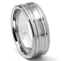 Cobalt XF Chrome 9MM Concave Wedding Band Ring w/ Coinedge Satin Finish