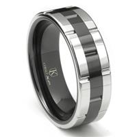 Cobalt XF Chrome 8MM Two-Tone High Polish Wedding Band Ring