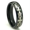Black Tungsten Carbide Laser Engraved Celtic Cross Dome Wedding Band Ring