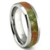 Tungsten Carbide Green & Red Unakite Inlay Dome Wedding Band Ring