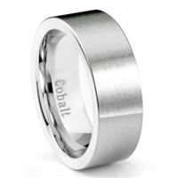 Cobalt Chrome 8MM Brushed Pipe Cut Wedding Band Ring
