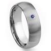 Tungsten Carbide 8mm Brushed Dome Sapphire Men's Wedding Band Ring
