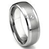 Tungsten Carbide Diamond Matte Finish Center Dome Men's Wedding Band Ring w/ Bevel Edges