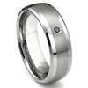 Tungsten Carbide Black Diamond Matte Finish Center Dome Men's Wedding Band Ring w/ Bevel Edges