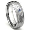 Tungsten Carbide Sapphire Hammer Finish Dome Men's Wedding Band Ring