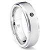 Cobalt XF Chrome 8MM Solitaire Black Diamond Wedding Band Ring w/ Raised Center