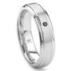 Cobalt XF Chrome 6MM Solitaire Black Diamond Brushed Wedding Band Ring w/ Raised Center